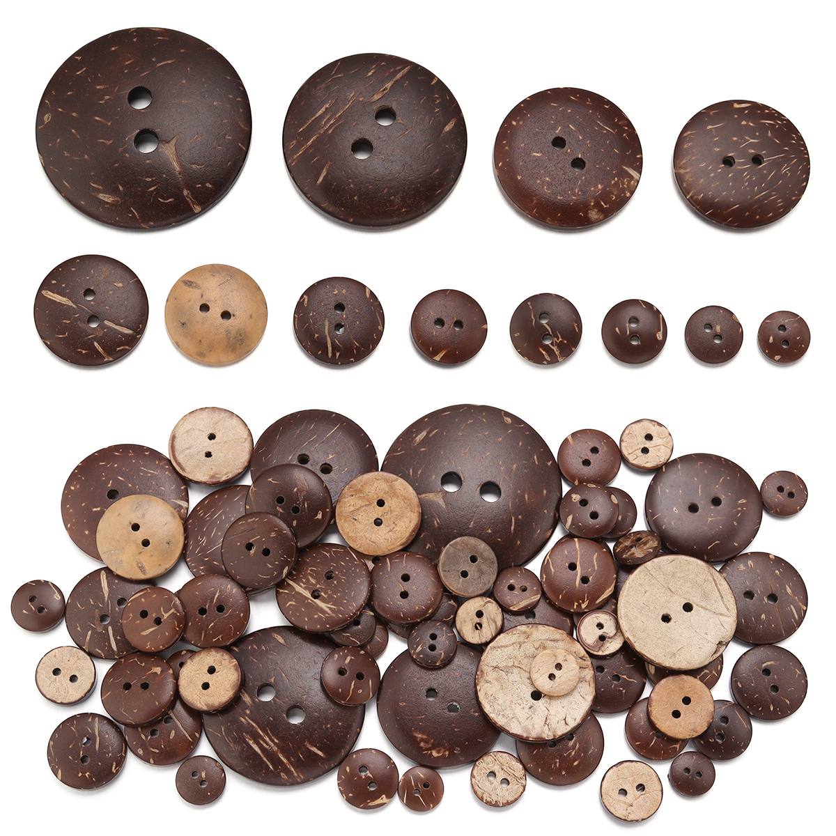 Art Craft Accessories - 10-100Pcs Natural Coconut Shell Button Round