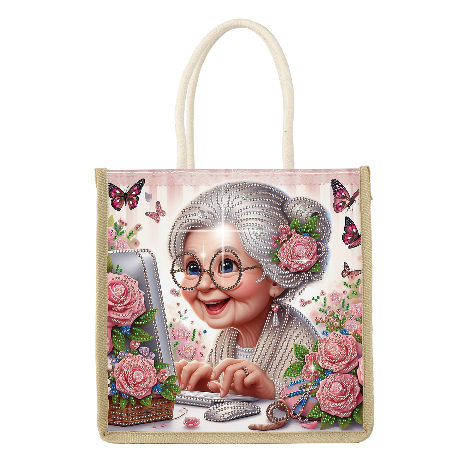 Art Craft Handmade - Diamond Art Painting Handbag Kits,Happy Grandma