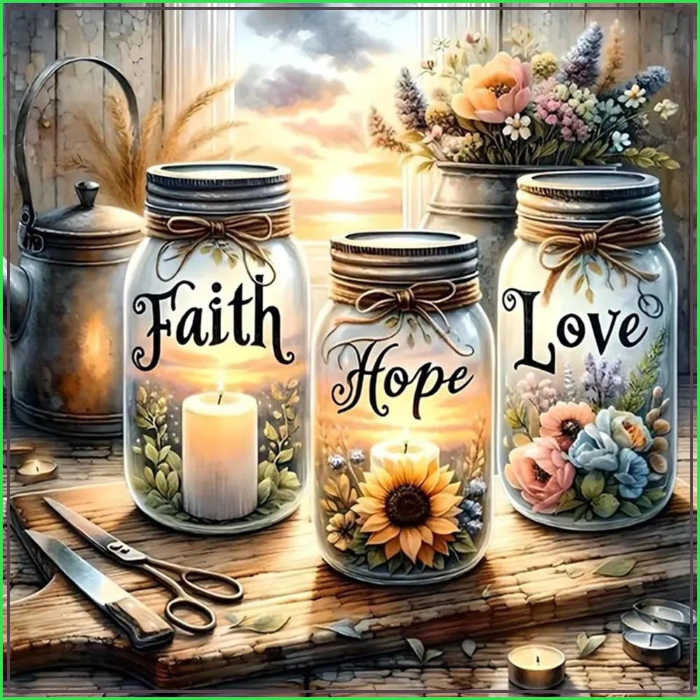 Diamond Painting Kit - Faith Hope Love 5D Diamond Painting