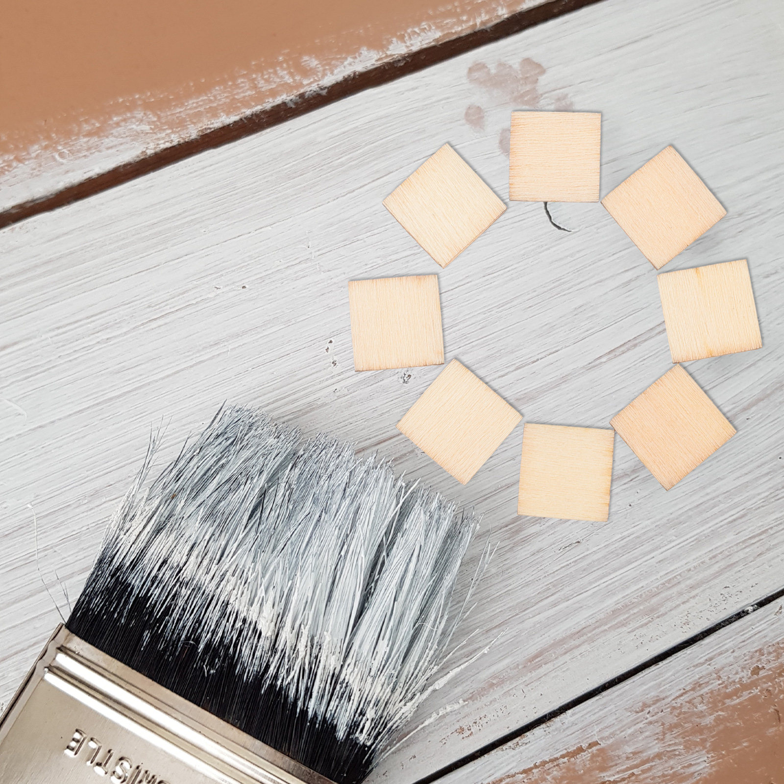 Art Craft Class - 100Pcs 10Mm Square Wood Slices Real