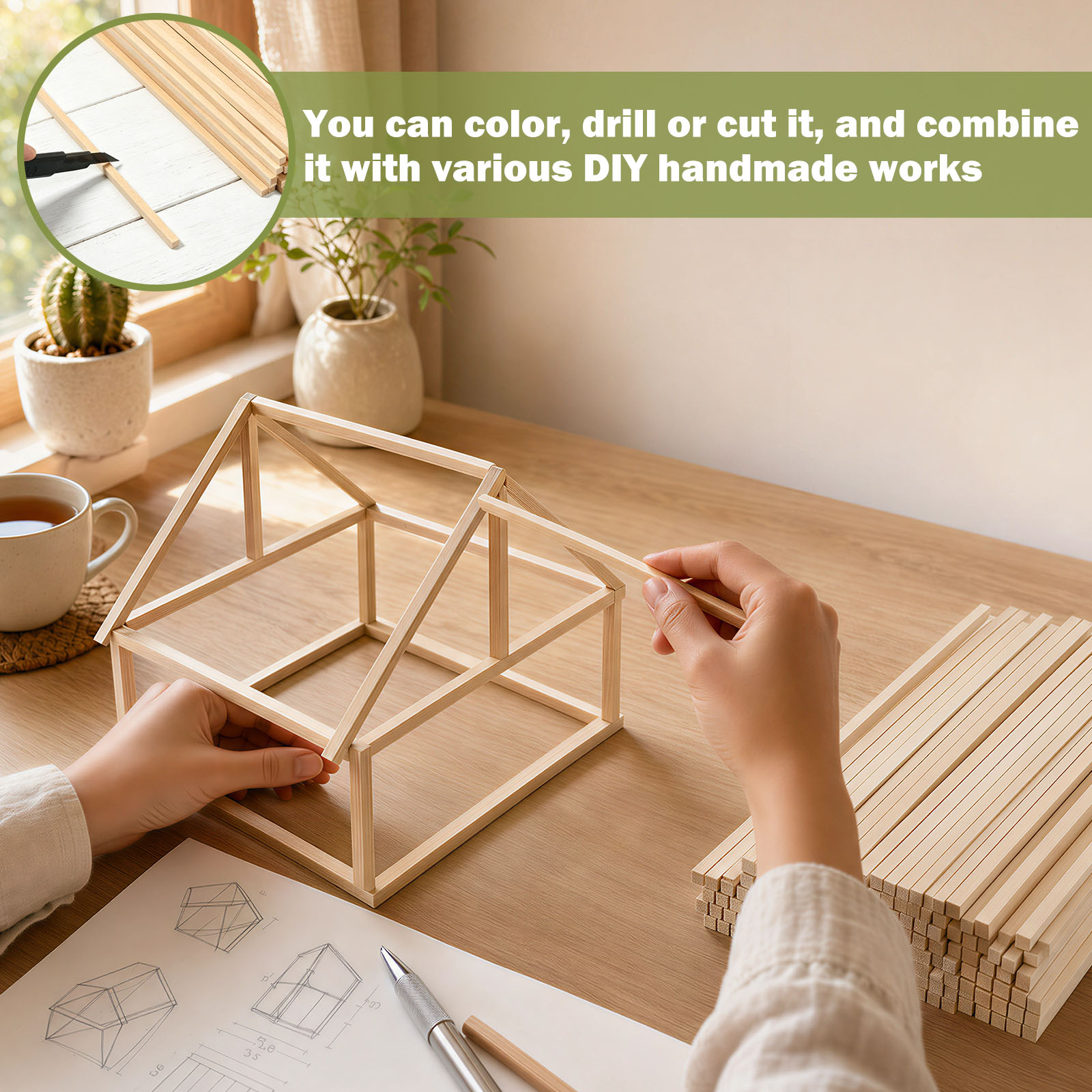 100Pcs Balsa Stick Balsa Wood  - đánh giá và giá Art Craft Building