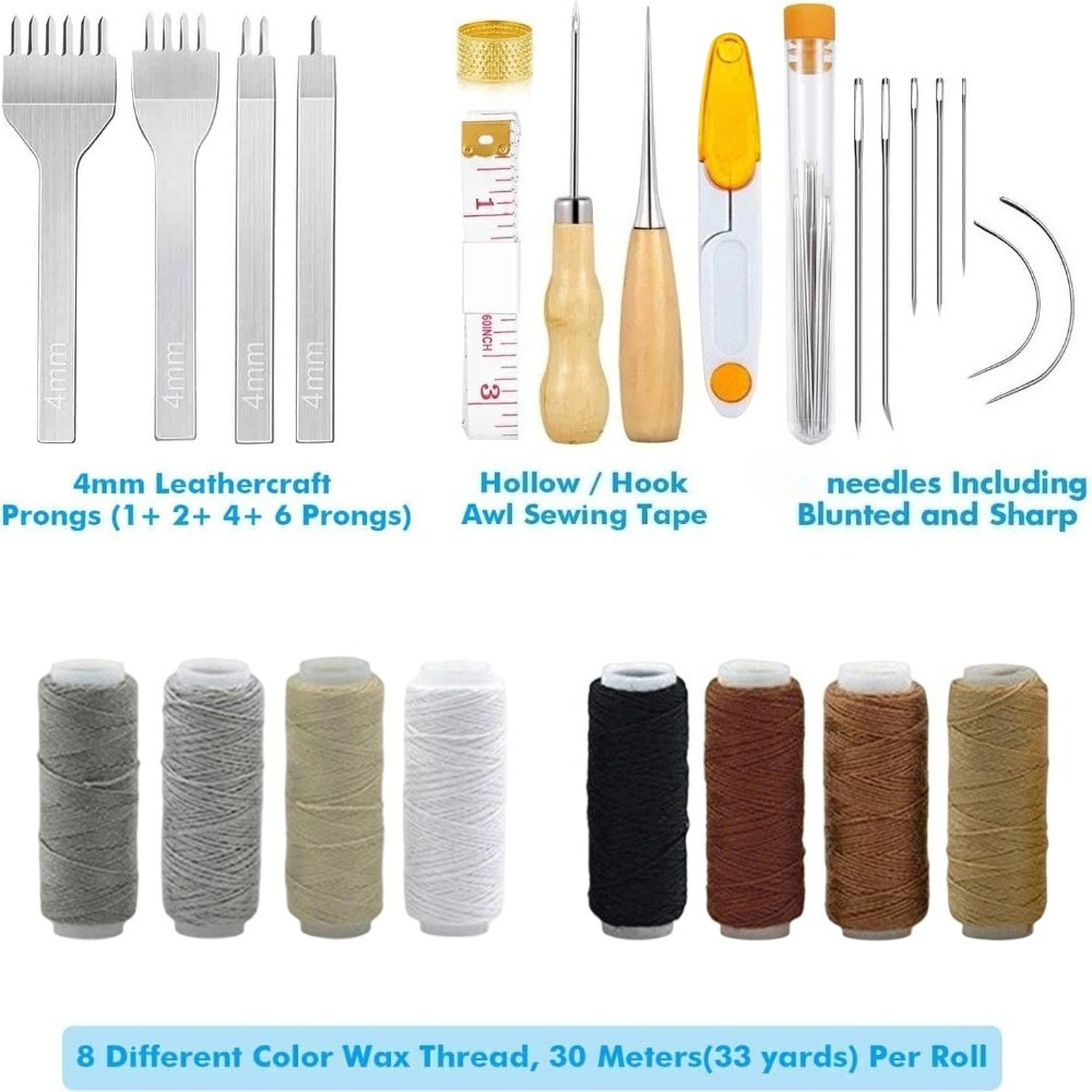 34 Pcs Leather Pouch Kit,Hole  - đánh giá và giá Punch Needle Kit