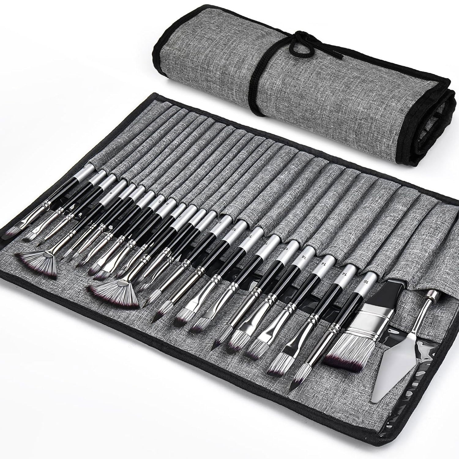 24 Pc Acrylic Paint Brush Set  - đánh giá và giá Painting Knife Palette