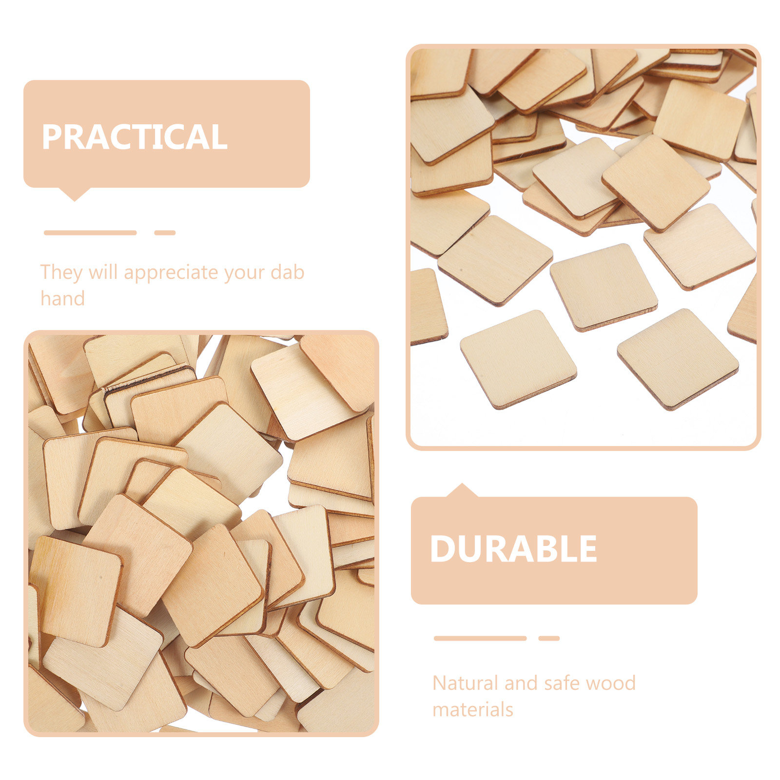 100Pcs Unfinished Wood Blocks  - đánh giá và giá Art Craft Class
