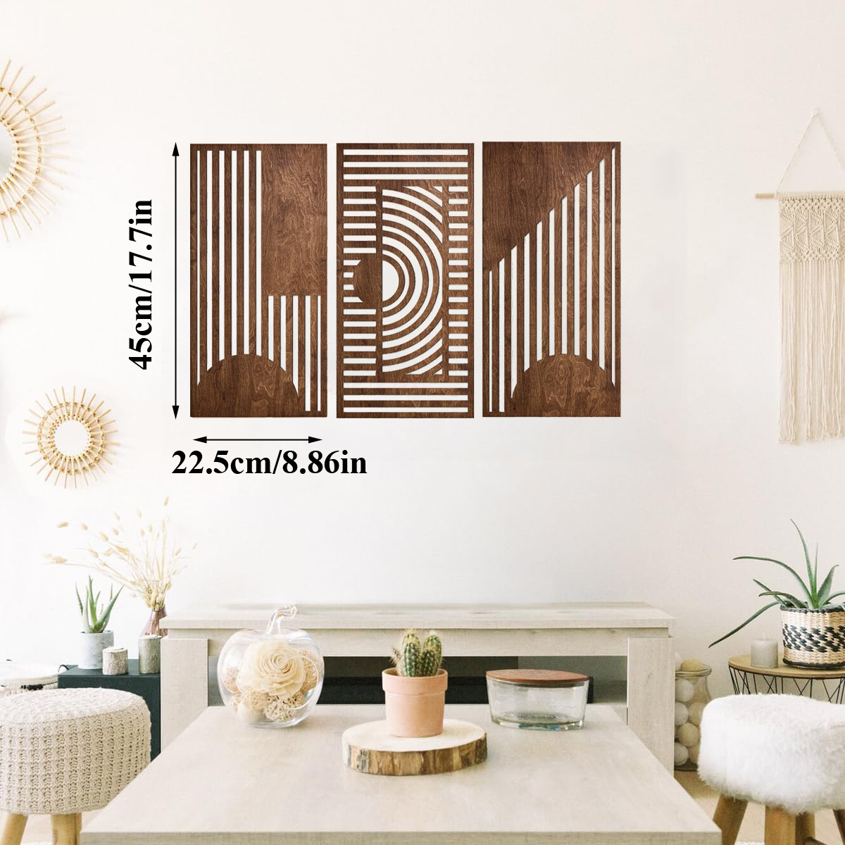 3 Pcs Geometric Wood Wall Art  - đánh giá và giá Art Craft Furniture