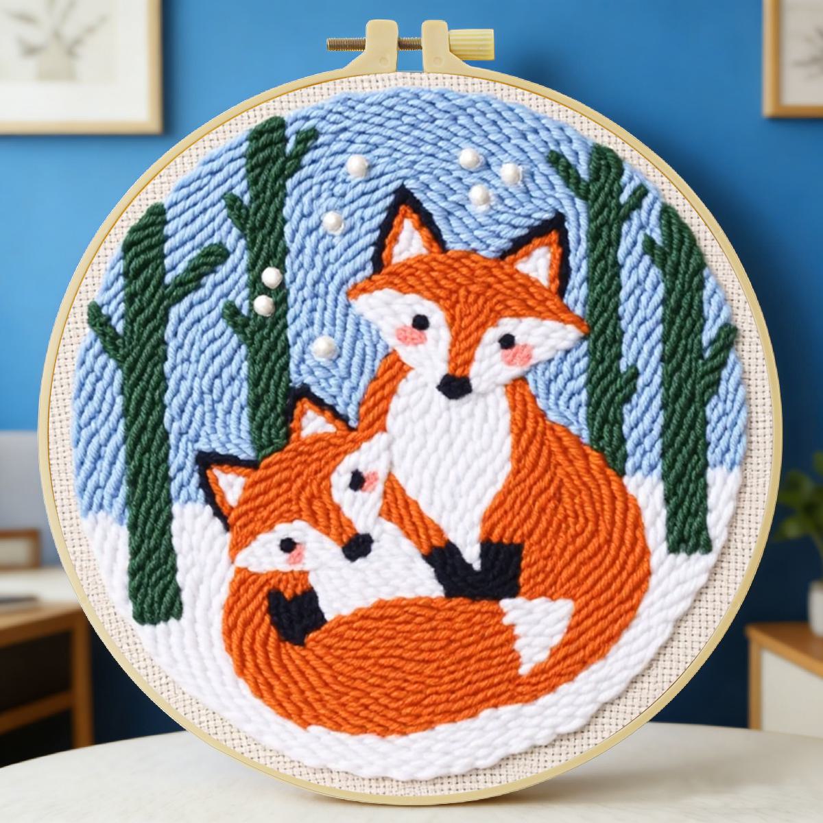 20X20CM/7.87inch Animal - Fox  - đánh giá và giá Punch Needle Kit