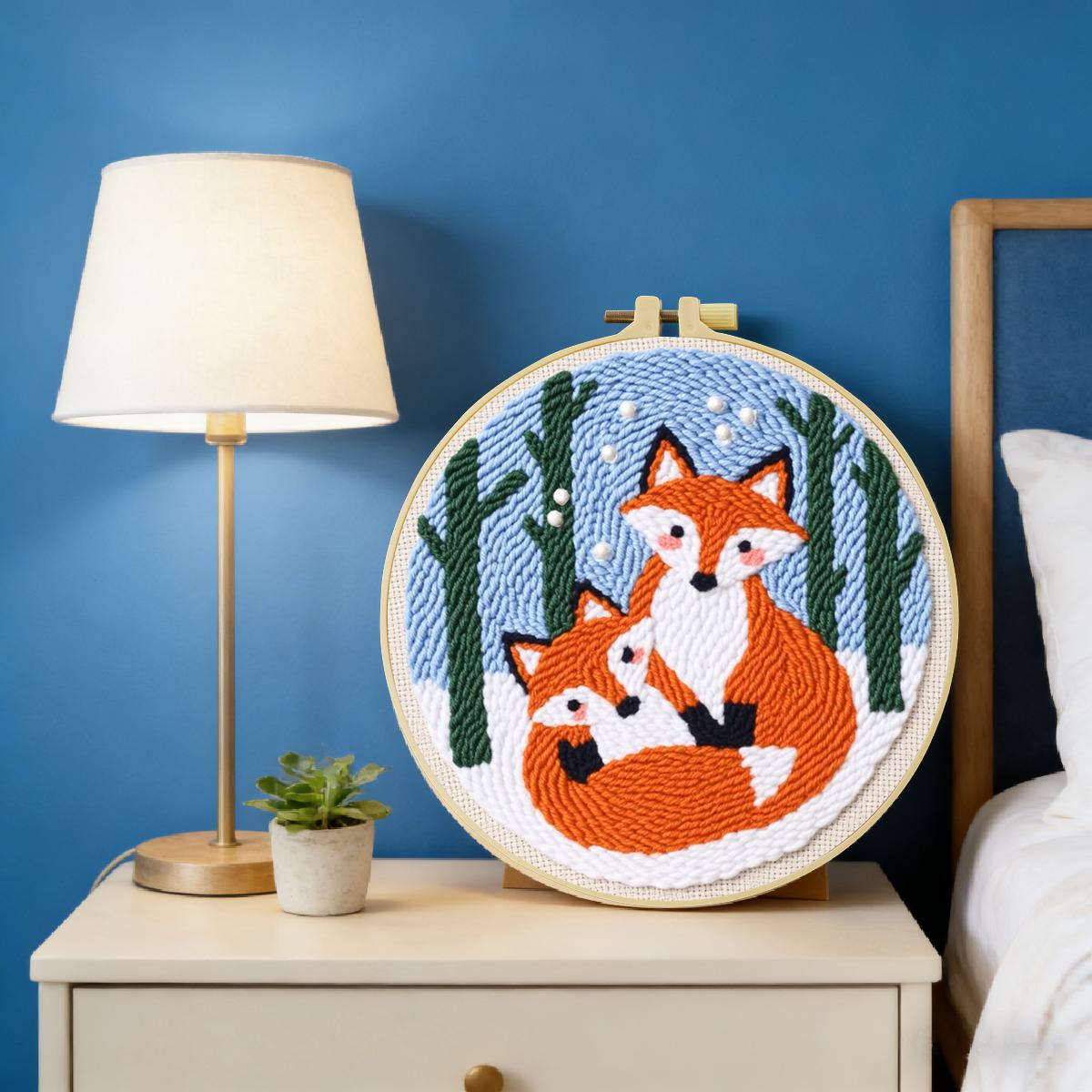 20X20CM/7.87inch Animal - Fox  - đánh giá và giá Punch Needle Kit