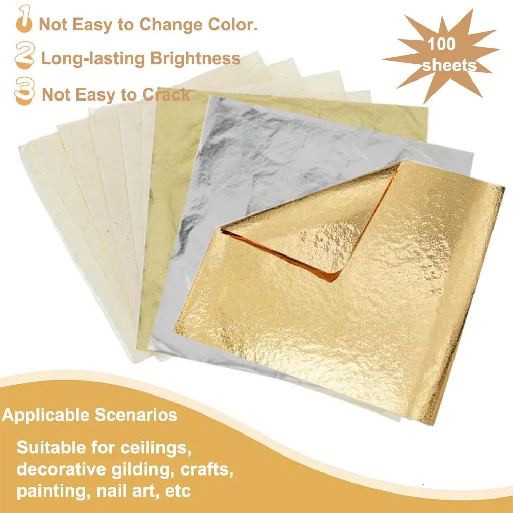 100Pc Colored Golds Leaf Sheet - đánh giá và giá Art Craft Furniture